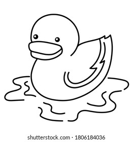 Cute Duck Line Art Cartoon