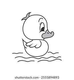 Cute Duck Line Art vector