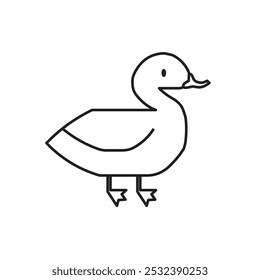 Cute duck line icon isolated on white background. Vector illustration.