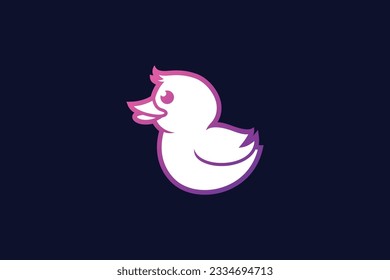 diseño del logotipo de la plantilla del vector de linearato de pato lindo