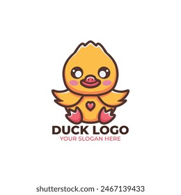 Cute Duck Logo Vector Design