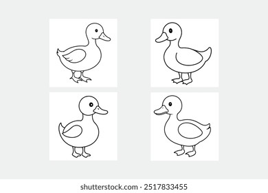 Cute duck minimal outlined icon vector, perfect for scalable digital and print-friendly designs.