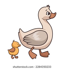 cute duck mom and baby characters