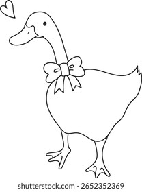 fofo pato Contorno fita arte desenho animado bebê animal kawaii arco adorável ilustração simples macio