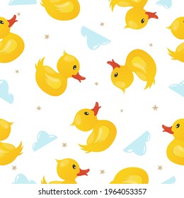 cute duck pattern with yellow color for seamless pattern design resources