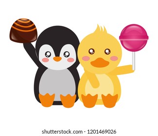 cute duck and penguin sweet candies