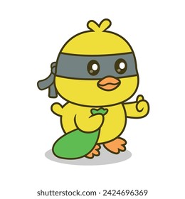 Cute duck robbing. vector illustrator. animals,nature