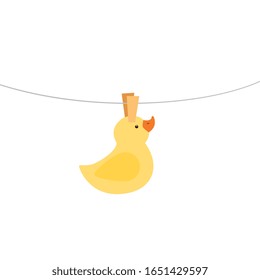 cute duck rubber hanging isolated icon vector illustration design