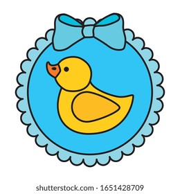 cute duck rubber in lace frame vector illustration design