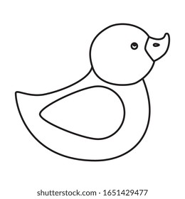 cute duck rubber line style icon vector illustration design