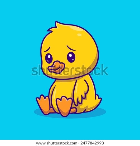 Cute Duck Sad Cartoon Vector Icon Illustration. Animal Nature Icon Concept Isolated Premium Vector. Flat Cartoon Style