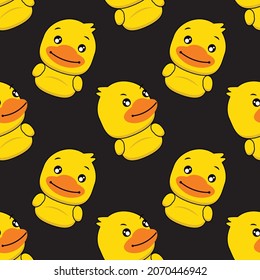 cute duck seamless pattern, black background