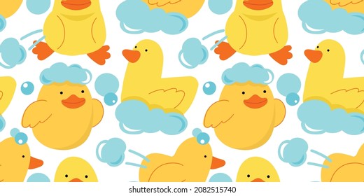 cute duck seamless pattern. cartoon vector. chicken