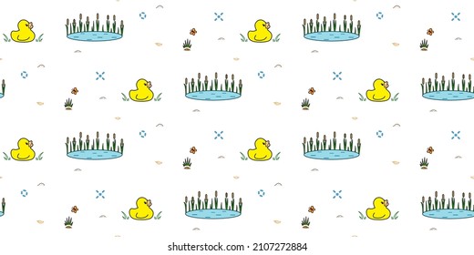 Cute duck seamless pattern. Creative kids texture with funny animals for apparel, textile, fabric, wrapping, wallpaper. Vector