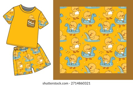 Cute Duck Seamless Pattern for Kids Clothing and Baby Apparel