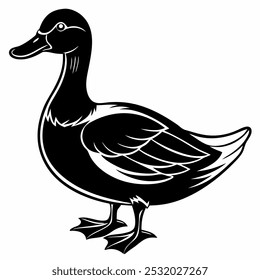 cute duck silhouette on white background