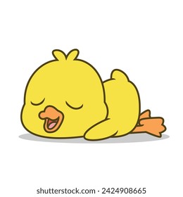 Cute Duck Sleeping Cartoon Vector Icon Illustration. Animal Nature
