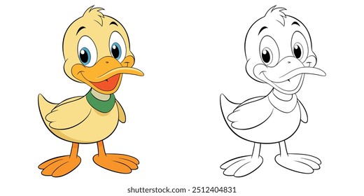 Cute Duck Smile Cartoon Coloring Page For Kids