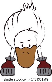 cute duck with sneakers looking forward