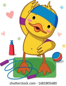 cute duck sports / vector