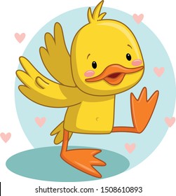 cute duck strides cheerfully. vector