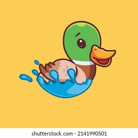 cute duck swimming. isolated cartoon animal nature illustration. Flat Style suitable for Sticker Icon Design Premium Logo vector. Mascot Character