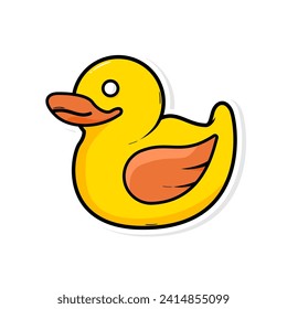 Cute duck toys cartoon doodle art. hand draw illustration