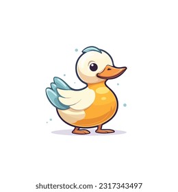 cute duck vector 2d flat color white background