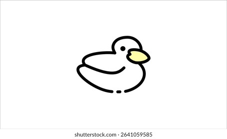 cute duck vector design isolated with yellow beak and white background