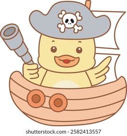 Cute Duck vector icon. Funny baby Duck animal series stock illustration. life of fluffy Duck designs.
Duck is a pirates