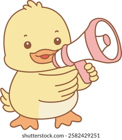 Cute Duck vector icon. Funny baby Duck animal series stock illustration. life of fluffy Duck designs.
Duck bring a megaphone