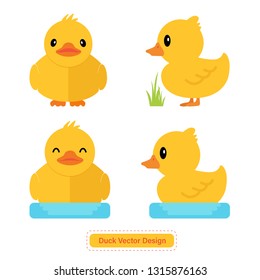 Cute Duck Vector for icon templates or presentation background