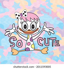 Cute duck vector illustration. Duck cartoon animal.