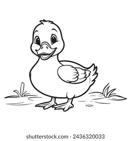 Lindo pato ilustración vectorial para niños página para colorear