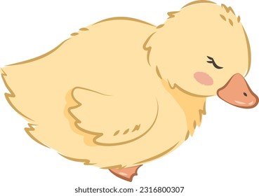 CUTE DUCK - vector illustration, clipart, sleeping duck, chibi, kawaii, girl