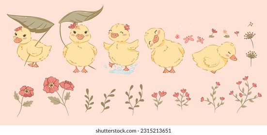 Cute Duck - Vector Illustrations of Adorable Ducks for Baby and Kids: Versatile Clipart Set for Greeting Cards, Posters, Prints, Patterns, Scrapbooking, Paper Crafts, and More. Perfect for adding a to