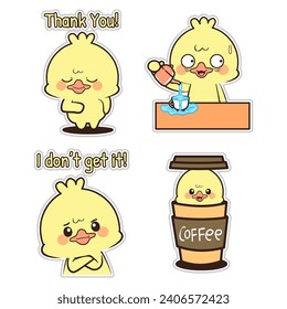 cute duck vector sticker set