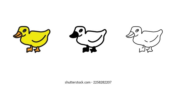 icono de tipo vector de pato lindo