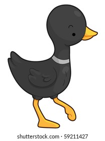 A Cute Duck Walking Towards the Right - Vector