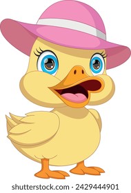 cute duck wearing a hat cartoon