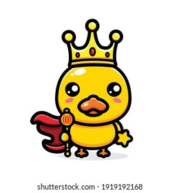 cute duck wearing king crown