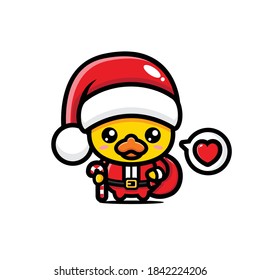cute duck wearing santa costume