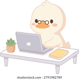 Cute Duck Working on Laptop office design