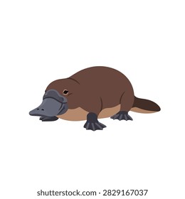 Cute Duck-Billed Platypus Vector Illustration Isolated on White Background - Australian Semi-Aquatic Mammal