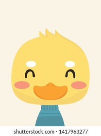 Cute duck.Childish print for nursery,kids apparel,poster,postcard.