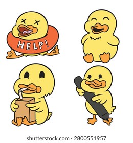 Cute Duckling Activity Collection Cartoon Set