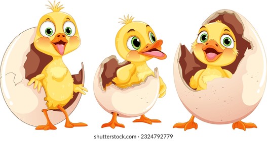 Cute Duckling Cartoon Characters illustration