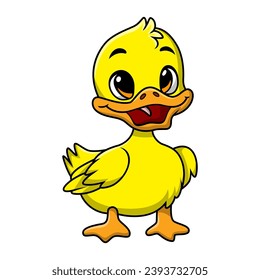 Cute duckling cartoon on white background