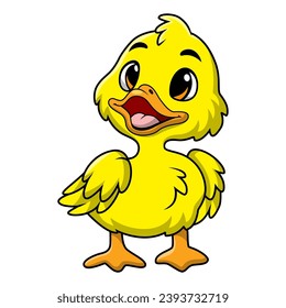 Cute duckling cartoon on white background