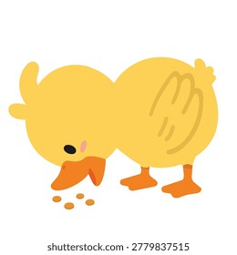 Cute duckling eating seeds, representing healthy animal feeding, playful nature, and cheerful farm life. Ideal for children, education, nursery, and cartoon themes.